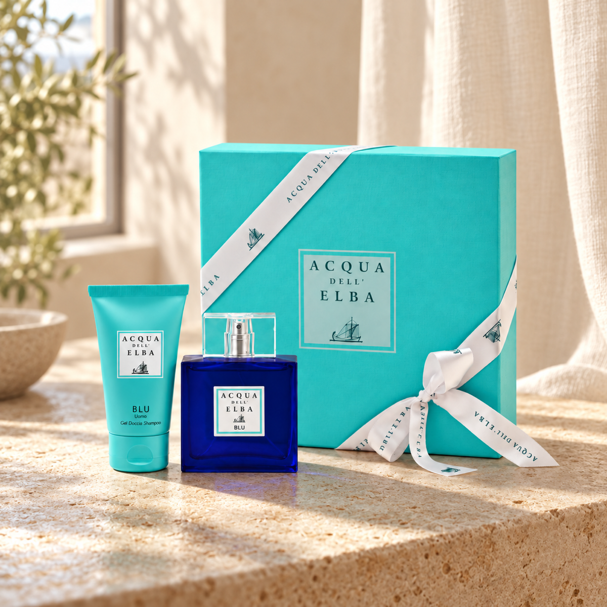 GIFT BOX BLU MAN - EDP + SHOWER GEL — natural lifestyle photograph