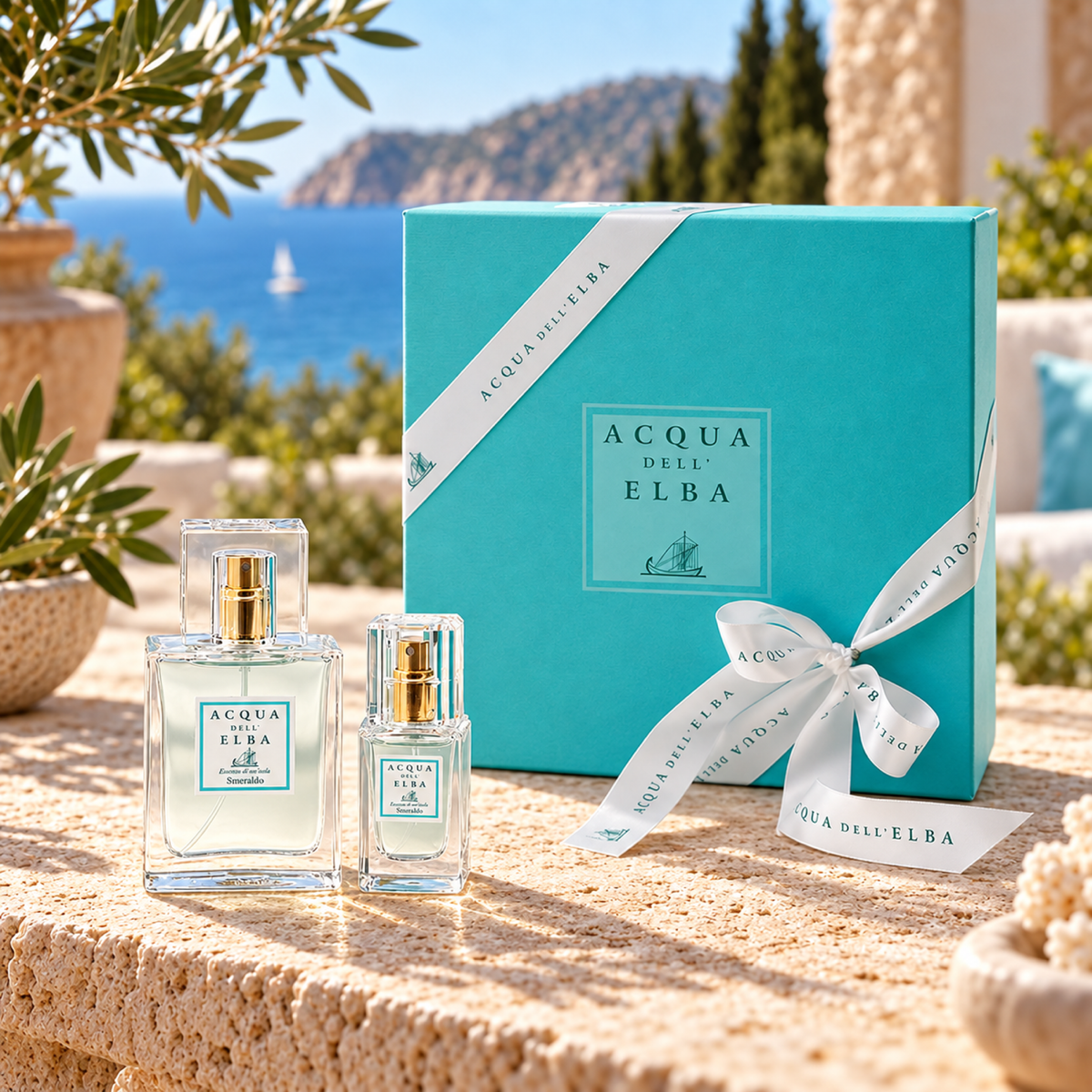 Acqua dell'Elba Smeraldo gift set — generated Mediterranean lifestyle