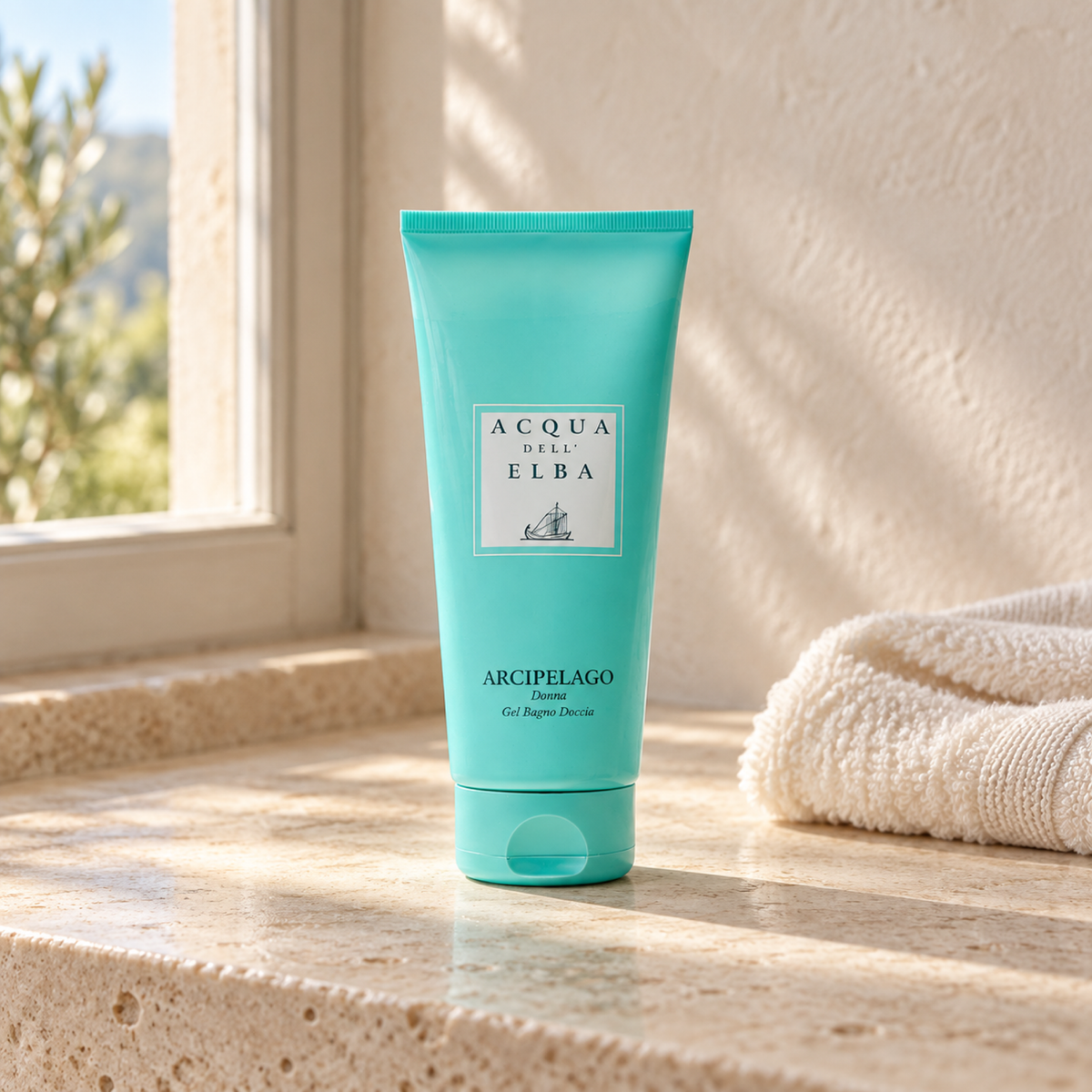 SHOWER GEL ARCIPELAGO WOMAN — 200 ml, natural window-light lifestyle